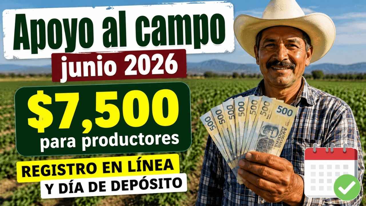 Apoyo al campo junio 2026: $7,500 para productores, registro en línea y día de depósito.