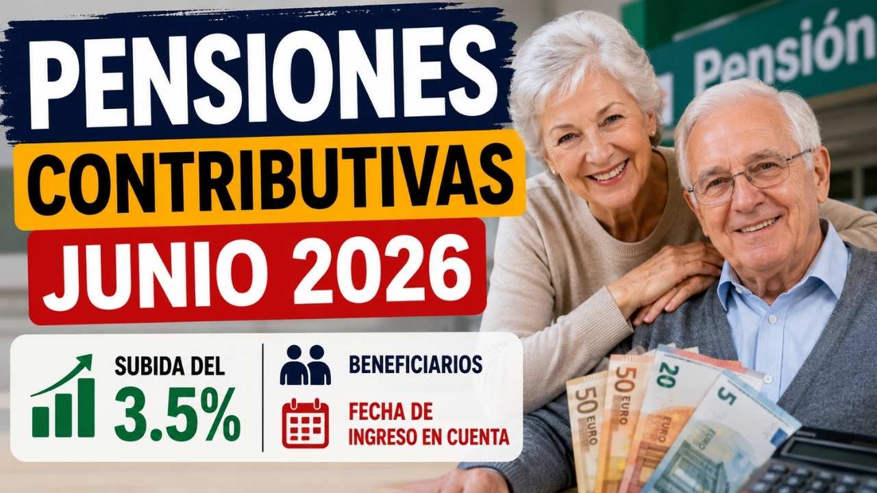 Pensiones contributivas junio 2026: subida del 3.5%, beneficiarios y fecha de ingreso en cuenta