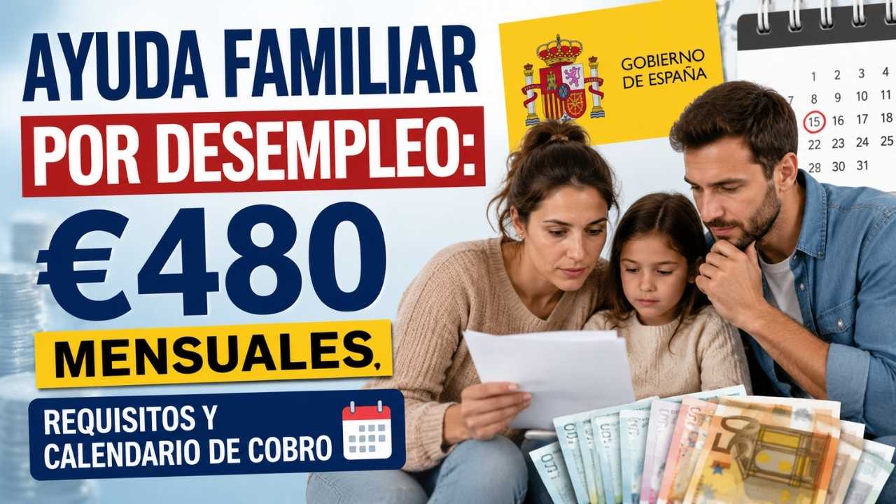 Ayuda familiar por desempleo: €480 mensuales, requisitos y calendario de cobro